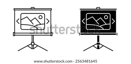 Slideshow icons in outline and fill. vector illustration for ui.