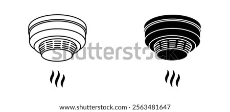 Smoke detector icons in outline and fill. vector illustration for ui.