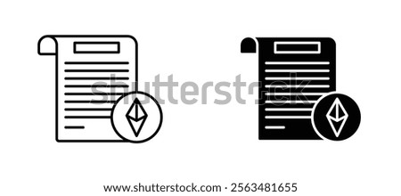 Smart contract icons in outline and fill. vector illustration for ui.