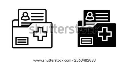 Medical records icons in outline and fill. vector illustration for ui.