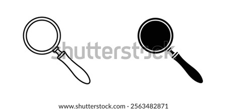 Magnifying glass icons in outline and fill. vector illustration for ui.