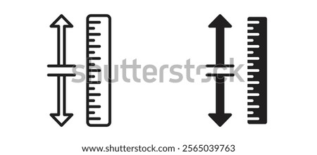 Adjustable height icons in outline and fill. vector illustration for ui.