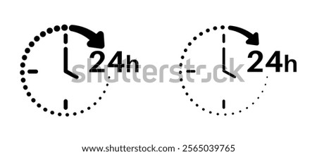 24 hours icons in outline and fill. vector illustration for ui.