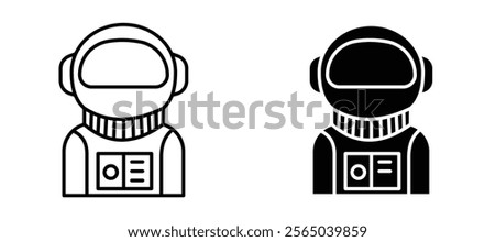 Astronaut user icons in outline and fill. vector illustration for ui.