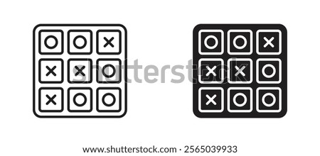 Tic tac toe icons in outline and fill. vector illustration for ui.