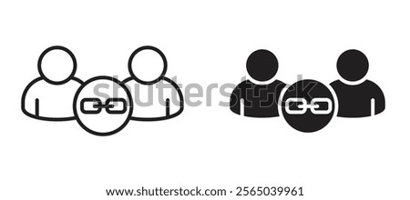 Affiliate link icons in outline and fill. vector illustration for ui.