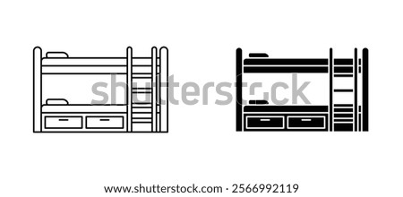 Bunk bed icons in outline and fill. vector illustration for ui.