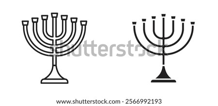 Menorah icons in outline and fill. vector illustration for ui.