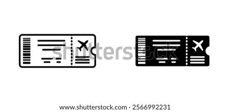 Plane ticket icons in outline and fill. vector illustration for ui.