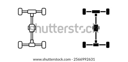 Car chassis icons in outline and fill. vector illustration for ui.