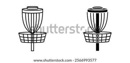 Disc golf icons in outline and fill. vector illustration for ui.