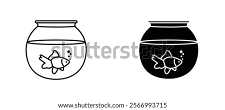 Fish bowl icons in outline and fill. vector illustration for ui.