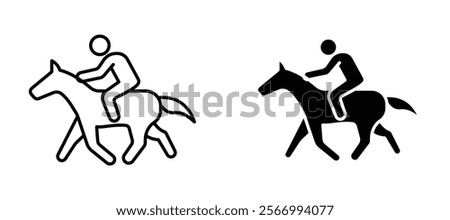 Horse riding icons in outline and fill. vector illustration for ui.