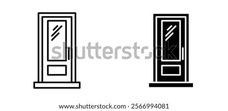 Door icons in outline and fill. vector illustration for ui.