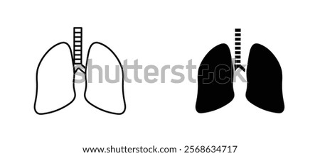 Human lungs icons in outline and fill. vector illustration for ui.