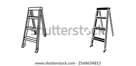 Ladder icons in outline and fill. vector illustration for ui.