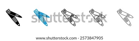 Nail clipper icons in filled and 3 stroke weights