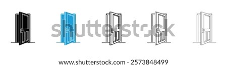 Open door icons in filled and 3 stroke weights