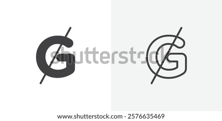 Guarani sign icon set in black flat solid and outlined style.