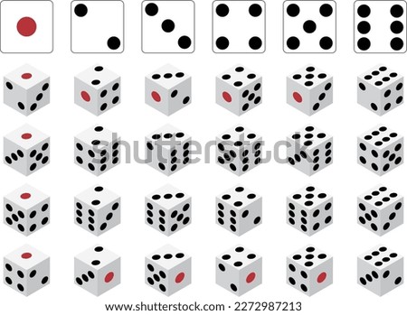 Illustration set of various eyes of dice