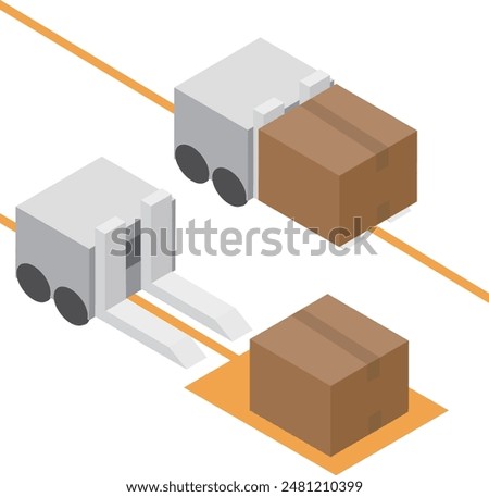 Material depicting an isometric AVG (automated guided vehicle) with a lift