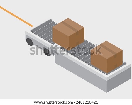 Material based on the image of an isometric AVG (automated guided vehicle) with a conveyor