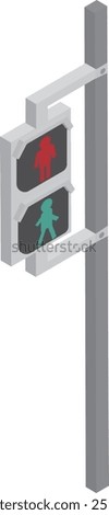 Isometric pedestrian traffic light illustration