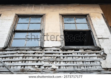 Similar – Image, Stock Photo Old masonry with lattice and two ivy trunks entwined around each other