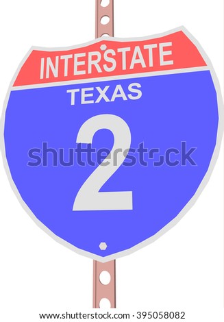 Interstate highway 2 road sign in Texas