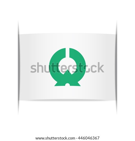 Flag of Taishin (Fukushima Prefecture, Japan). Vector illustration of a stylized flag. The slit in the paper with shadows. Element for infographics.