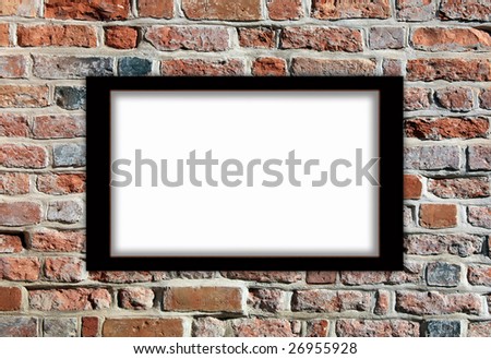 Red brick wall with billboard