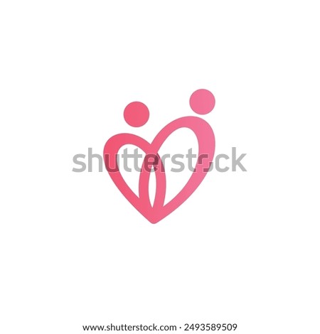 Love People Logo vector. Heart Human Icon. Mom and Child Logo