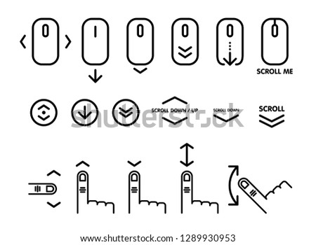 Linear pictogram of scroll down. Scroll down up computer mouse icon for website, web design, mobile apps. Vector illustration.