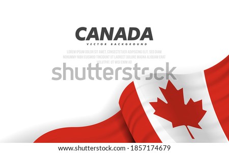 Banner with waving canadian flag. Modern illustration. National flag of Canada. Design for greeting card, holiday banner, flyer, poster.