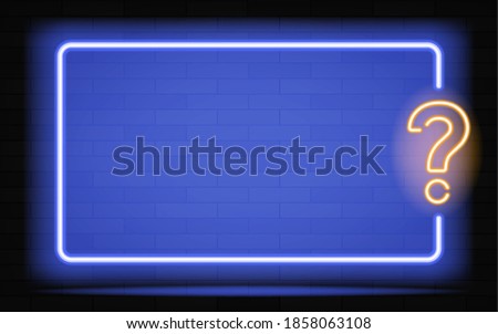 New Realistic neon sign of Quiz frame logo for decoration and covering on the dark wall background. Vector illustration