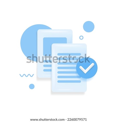 Documents icon. Stack of paper sheets. Confirmed or approved document. Business icon. 3d vector illustration.