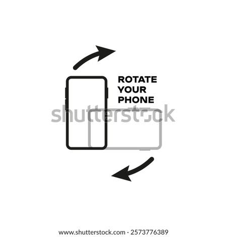 Vector illustration of a phone rotation icon with directional arrows and text 