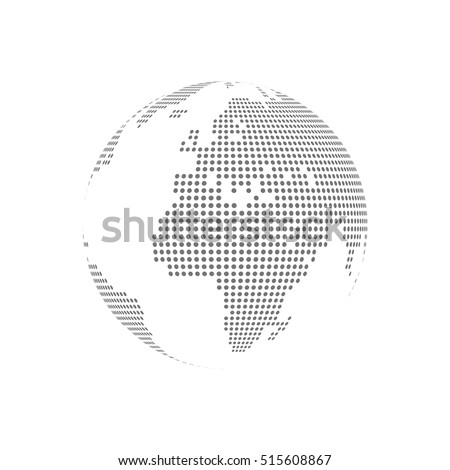 White dotted globe glass transparent vector illustration.