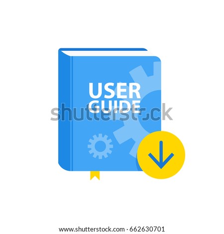 User Guide book download icon. Flat vector illustration.