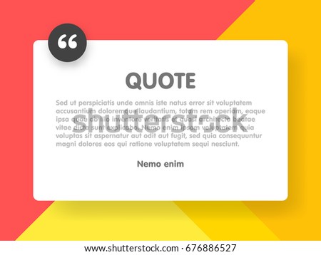 Material design style background and quote rectangle with sample text information vector illustration template.