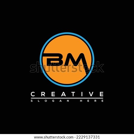 letter B M round shape excluded logo design icon. Business logo design icon.