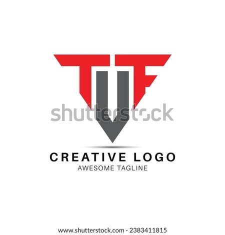 TUF letter triangle shape creative logo design icon