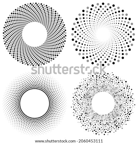 Set of round dot pattern vector illustration. Simple Eps 8 file.