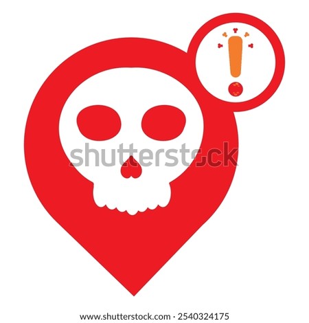 location pin with skull icon isolated on white background