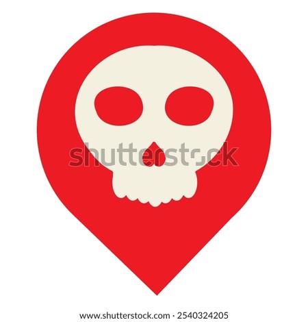 location pin with skull icon isolated on white background