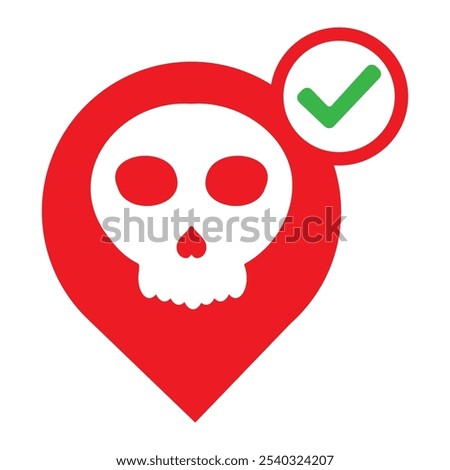 location pin with skull icon isolated on white background