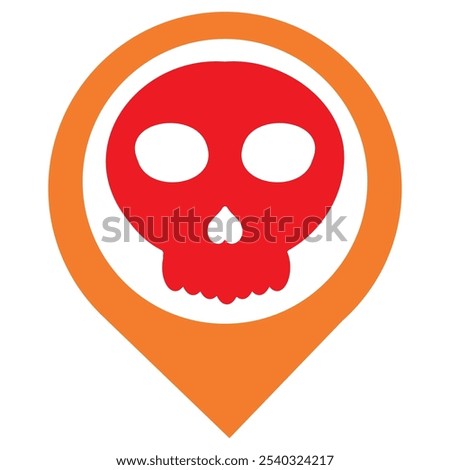 location pin with skull icon isolated on white background