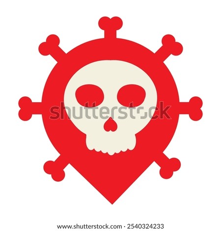 location pin with skull icon isolated on white background