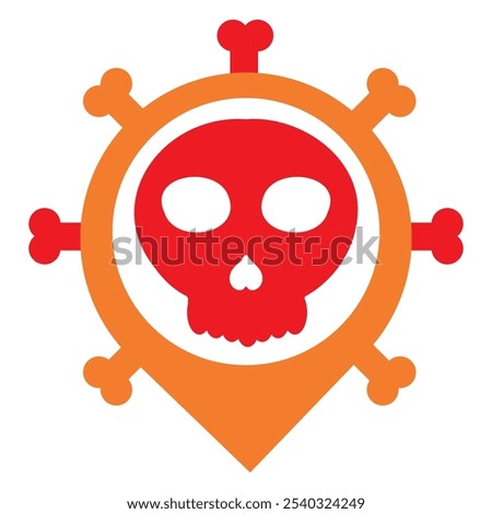 location pin with skull icon isolated on white background