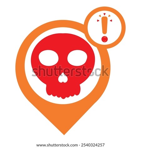 location pin with skull icon isolated on white background